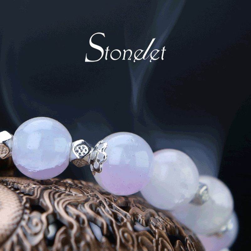 Stonelet Pink Purple Cloud Bell Glass Bead Bracelet Modern Oriental Aesthetic Chic Alloy Design Unique Girl Style Jewelry-6017