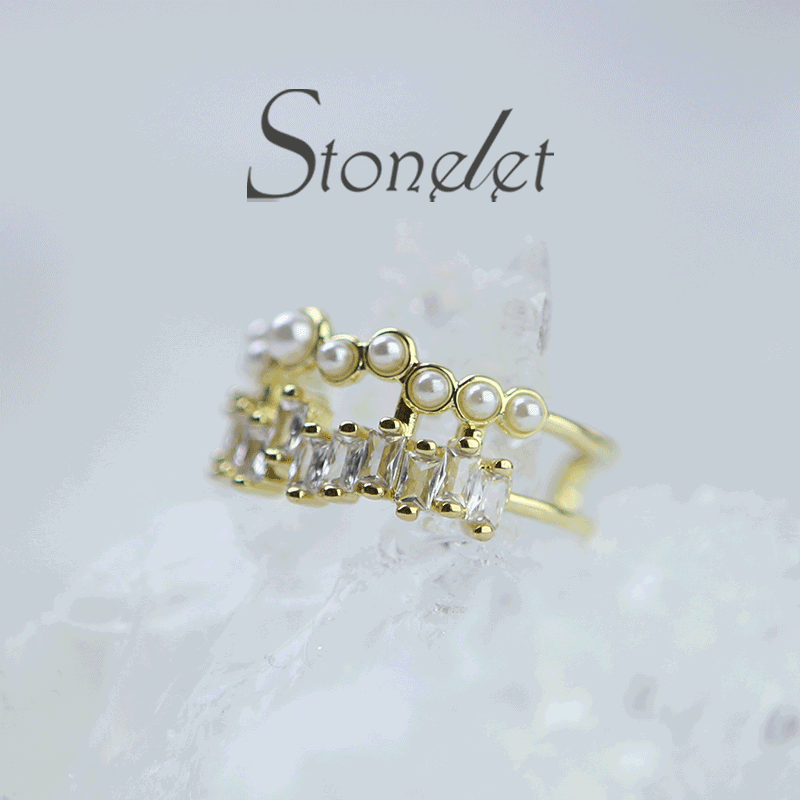 Stonelet Zircon Pearl Double Layer Ring French Gentle Adjustable Elegant Unique Chic 2025 Party Street Date Gift Accessory