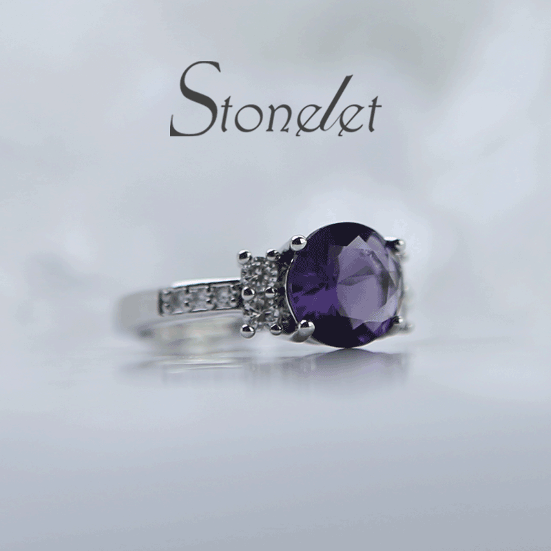 Stonelet Lab Amethyst Ruby Ring 1.5ct Luxurious Elegant Bold Vintage Violet Statement Party Date Gift Accessory