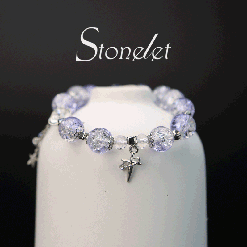 Stonelet Lavender Crystal-Inspired Glass Bracelet Starlit Detailing Unique Artistic Design Romantic Style Delicate Gift Jewelry-6020
