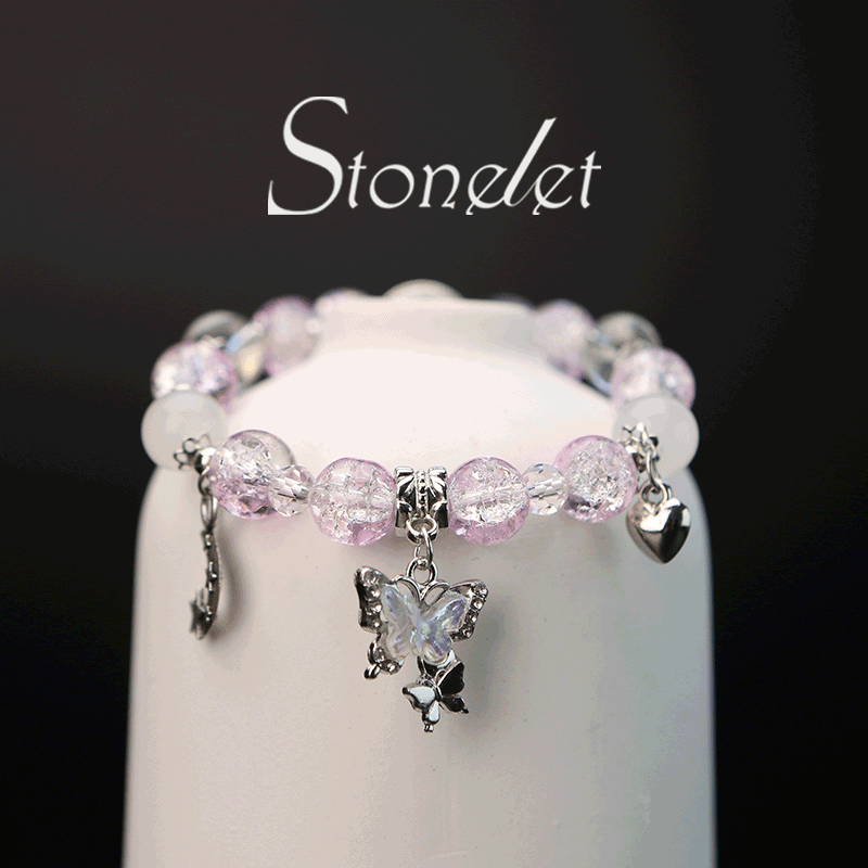 Stonelet 2025 Bestselling Crystal Gradient Butterfly Bracelet Colorful Sweet Style Unique Chic Design Versatile Student Gift for Friends-6024
