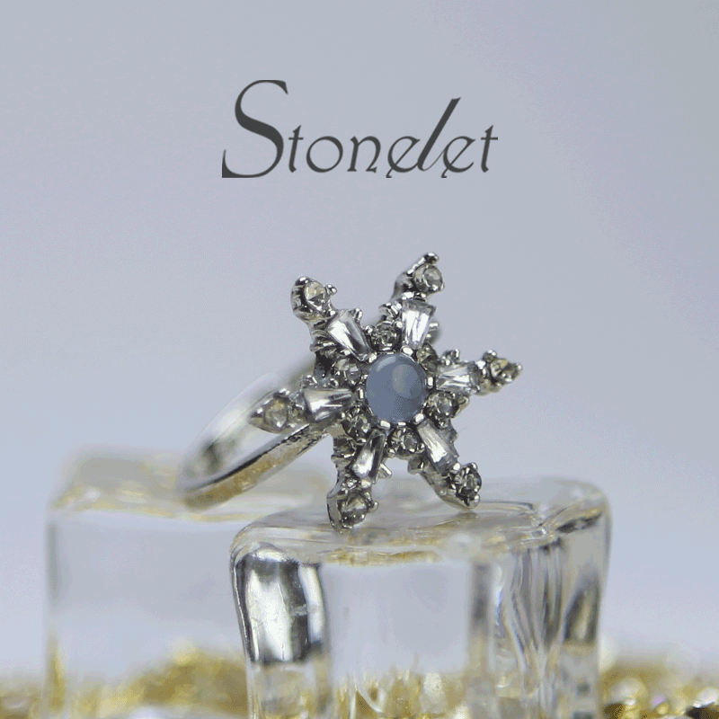 Stonelet Blue Zircon Snowflake Ring Adjustable Chic Elegant Unique Versatile Dinner Date Street Style Gift Accessory