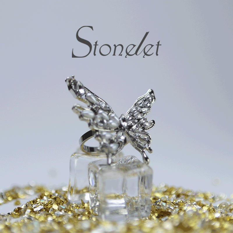 Stonelet Butterfly Statement Ring Adjustable Elegant Luxe Bold Unique Chic Daily Party Date Gift Accessory