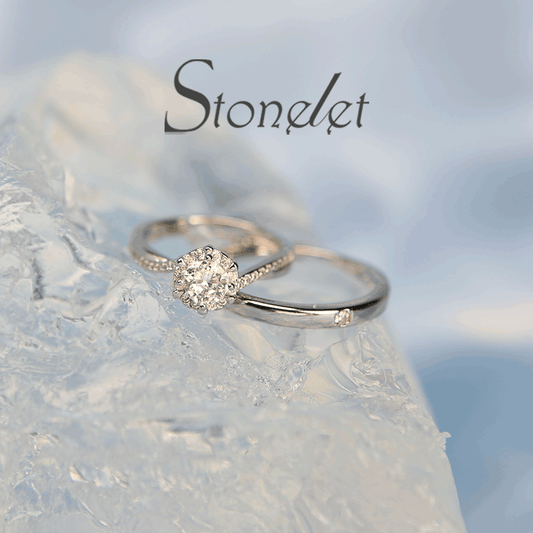 Stonelet Moissanite Couple Rings Adjustable Faux Diamond Wedding Engagement Ceremony Photo Prop Gift Accessory