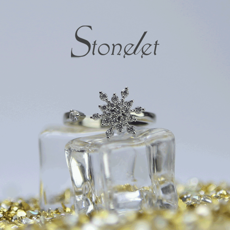 Stonelet Snowflake Rotatable Ring Adjustable Stylish UniqueDainty Eye-catching Party Daily Gift Fashion Accessory