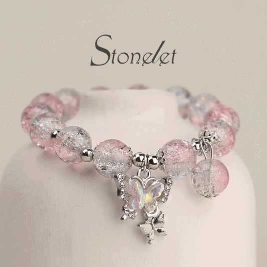 Stonelet Pink Blue Galaxy Star Bracelet Icy Glossy Beads Dreamy Sweet Style Unique Design Chic Gift for Best Friends-6022