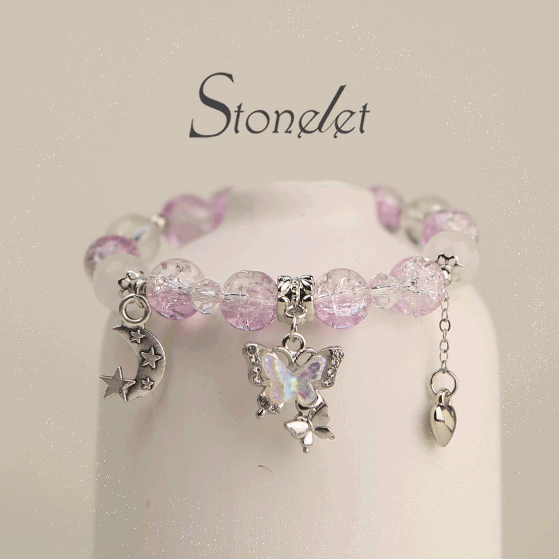 Stonelet 2025 Bestselling Crystal Gradient Butterfly Bracelet Colorful Sweet Style Unique Chic Design Versatile Student Gift for Friends-6024