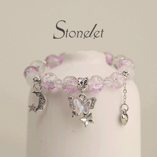 Stonelet 2025 Bestselling Crystal Gradient Butterfly Bracelet Colorful Sweet Style Unique Chic Design Versatile Student Gift for Friends-6024