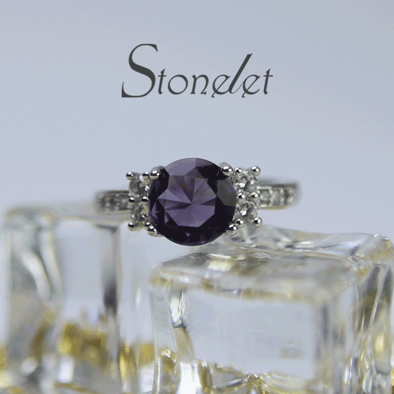 Stonelet Lab Amethyst Ruby Ring 1.5ct Luxurious Elegant Bold Vintage Violet Statement Party Date Gift Accessory