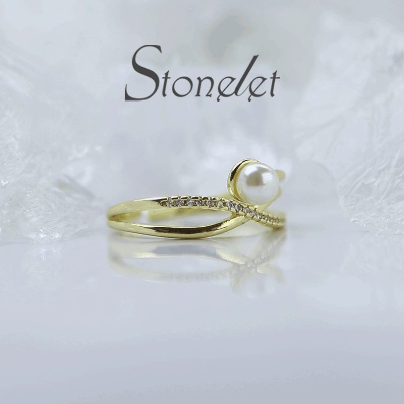 Stonelet Cross Pearl Ring Adjustable Fashionable Elegant Chic Versatile 2025 Daily Date Party Gift Accessory