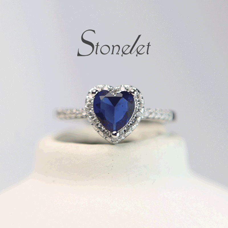 Stonelet Heart Glow 1ct Silver Ring – 5 Colors of Love