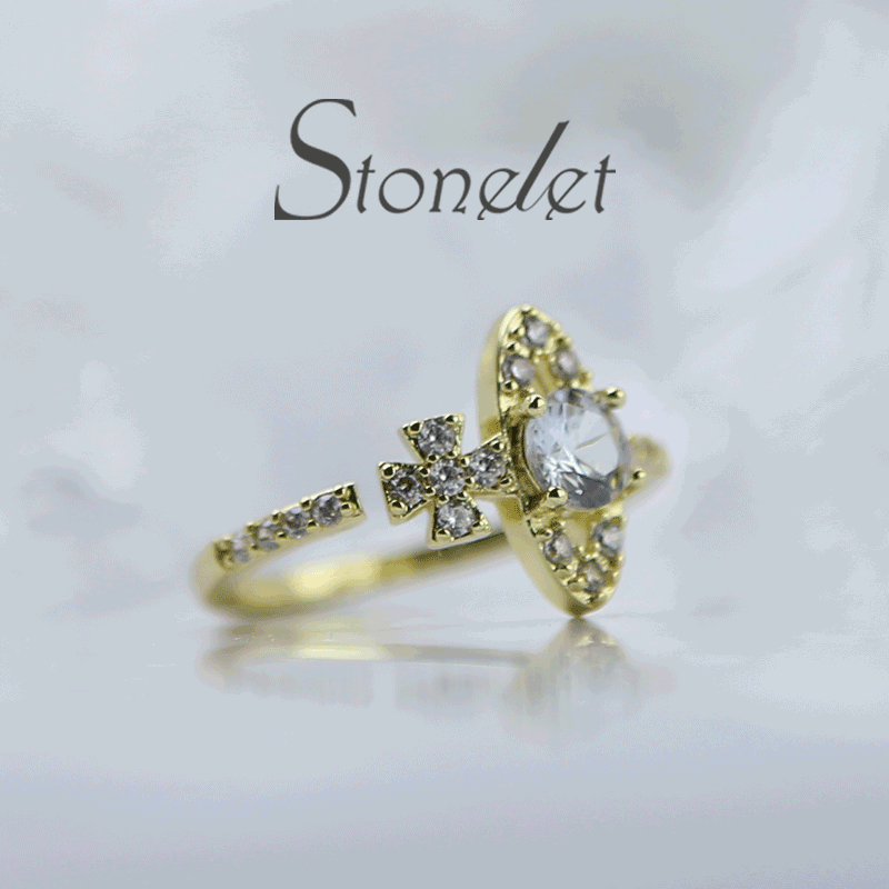 Stonelet Saturn Crystal Ring Adjustable Sparkling Elegant Luxe Unique 2025 Party Date Daily Gift Accessory