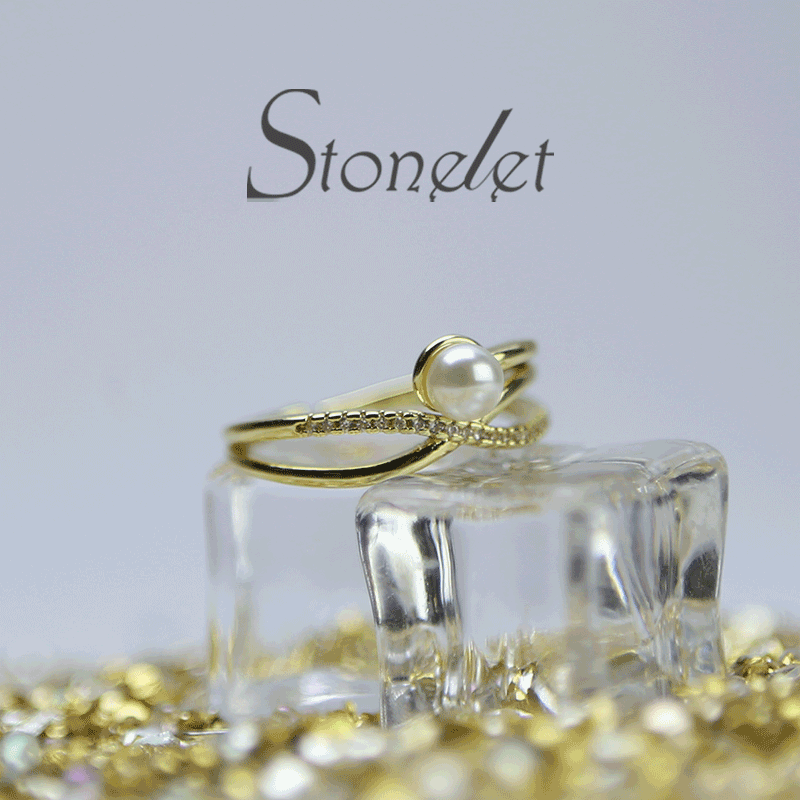 Stonelet Cross Pearl Ring Adjustable Fashionable Elegant Chic Versatile 2025 Daily Date Party Gift Accessory