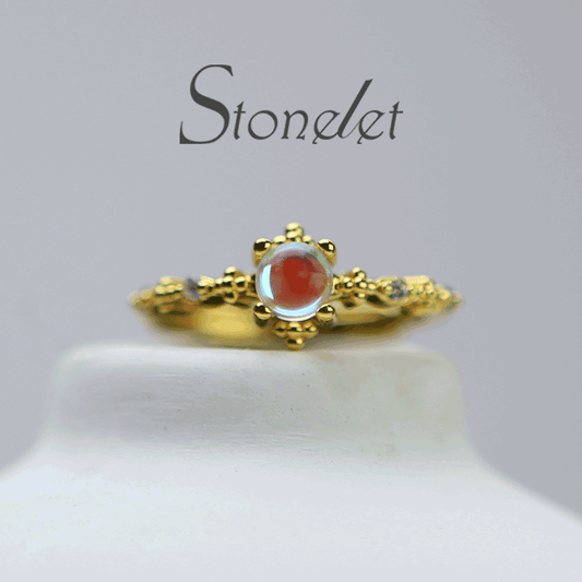 Stonelet Moonstone Ring French Vintage Enchanted Elegant Delicate Mystical Dream Date Daily Gift Accessory