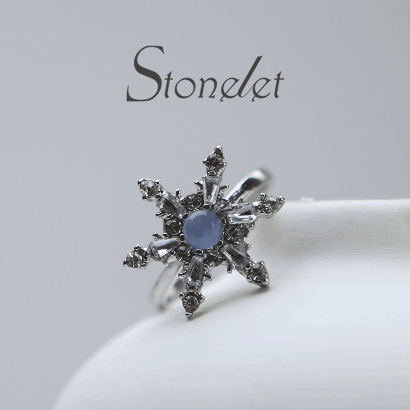 Stonelet Blue Zircon Snowflake Ring Adjustable Chic Elegant Unique Versatile Dinner Date Street Style Gift Accessory