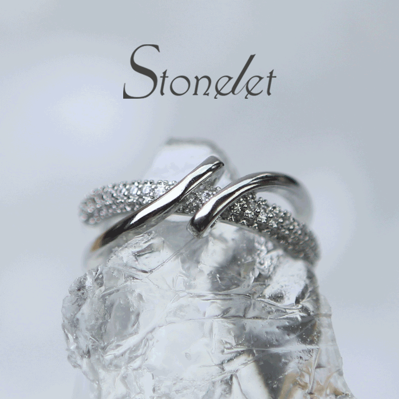 Stonelet Cross Band Ring Adjustable Dainty Minimalist Chic Edgy Unique Daily Street Date Gift Accessory