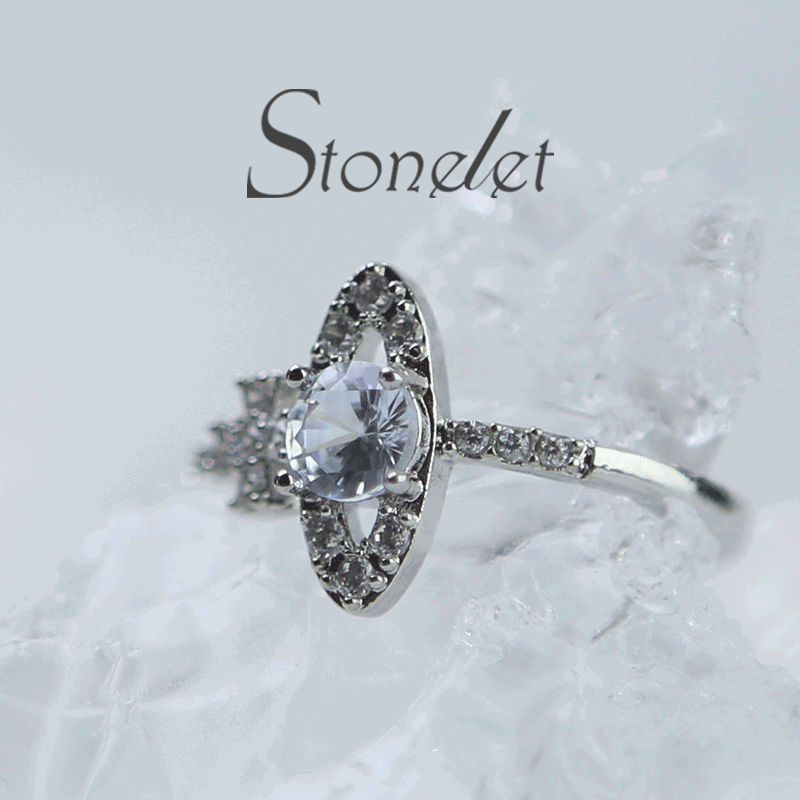 Stonelet Saturn Sparkling Ring Adjustable Planet Inspired Chic Unique Elegant Dainty Couple Date Gift Accessory