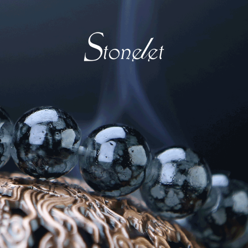 Stonelet Black Rutilated Quartz-Inspired Bracelet Minimalist Glass Beads Sleek Unique Design Energy Charm for Everyday Style-6013