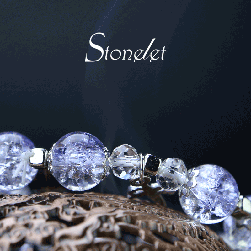 Stonelet Lavender Crystal-Inspired Glass Bracelet Starlit Detailing Unique Artistic Design Romantic Style Delicate Gift Jewelry-6020