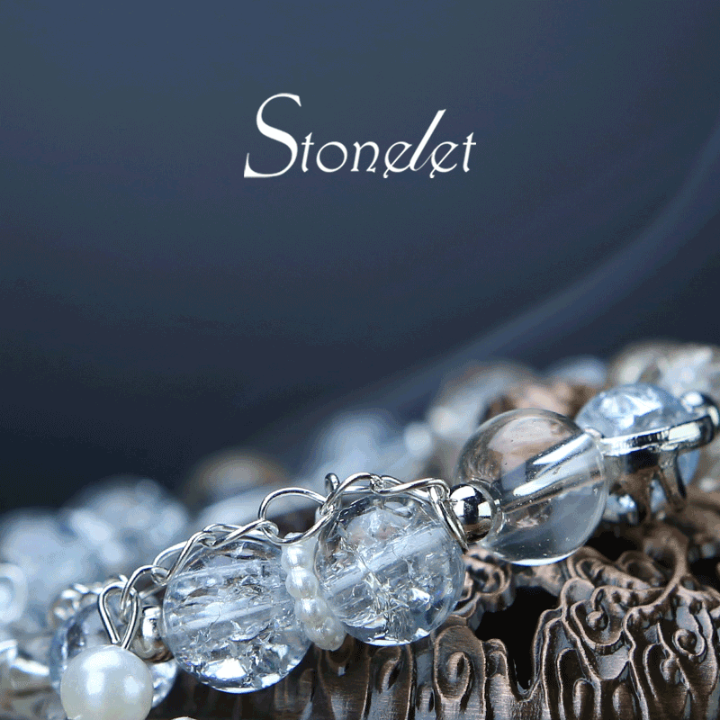 Stonelet Aquamarine Cat’s Eye Glass Bead Bracelet Blue Crystal-Inspired Finish Women’s Calming Jewelry Unique Handmade Everyday Style-6023