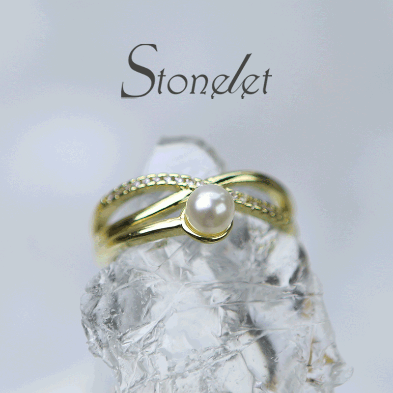 Stonelet Cross Pearl Ring Adjustable Fashionable Elegant Chic Versatile 2025 Daily Date Party Gift Accessory