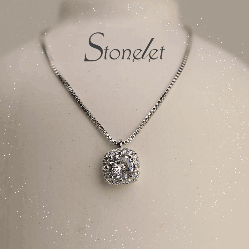 Stonelet Square Crystal Necklace Dainty Sparkling Minimalist Chic Unique Zircon Collarbone Daily Party Gift Accessory