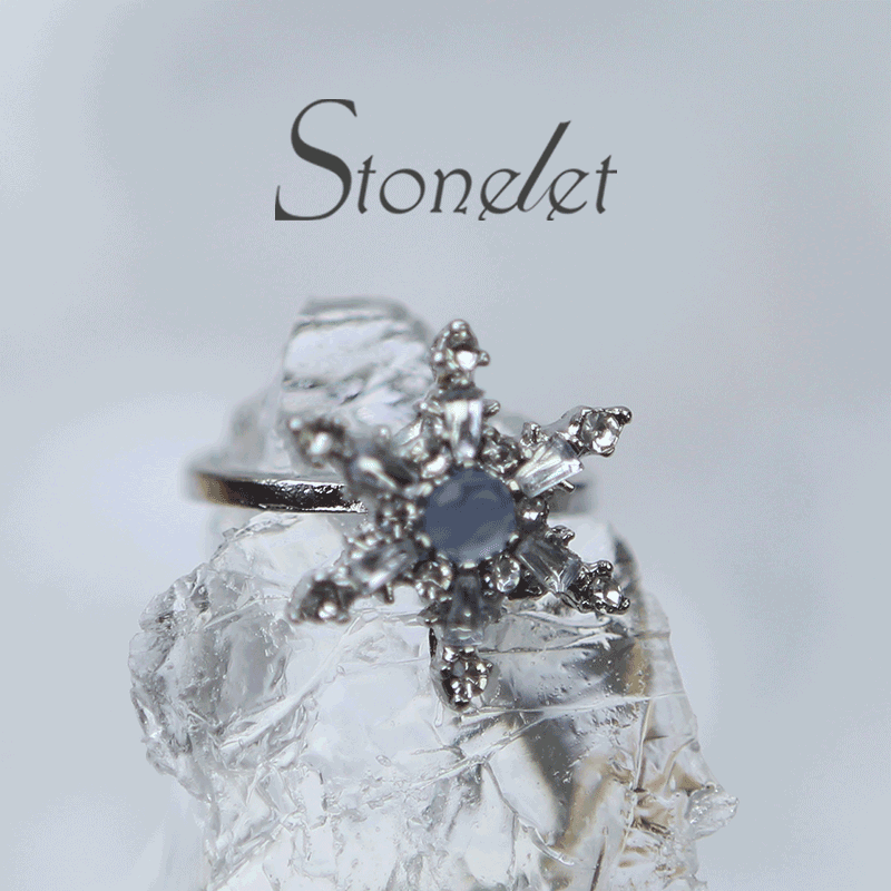 Stonelet Blue Zircon Snowflake Ring Adjustable Chic Elegant Unique Versatile Dinner Date Street Style Gift Accessory