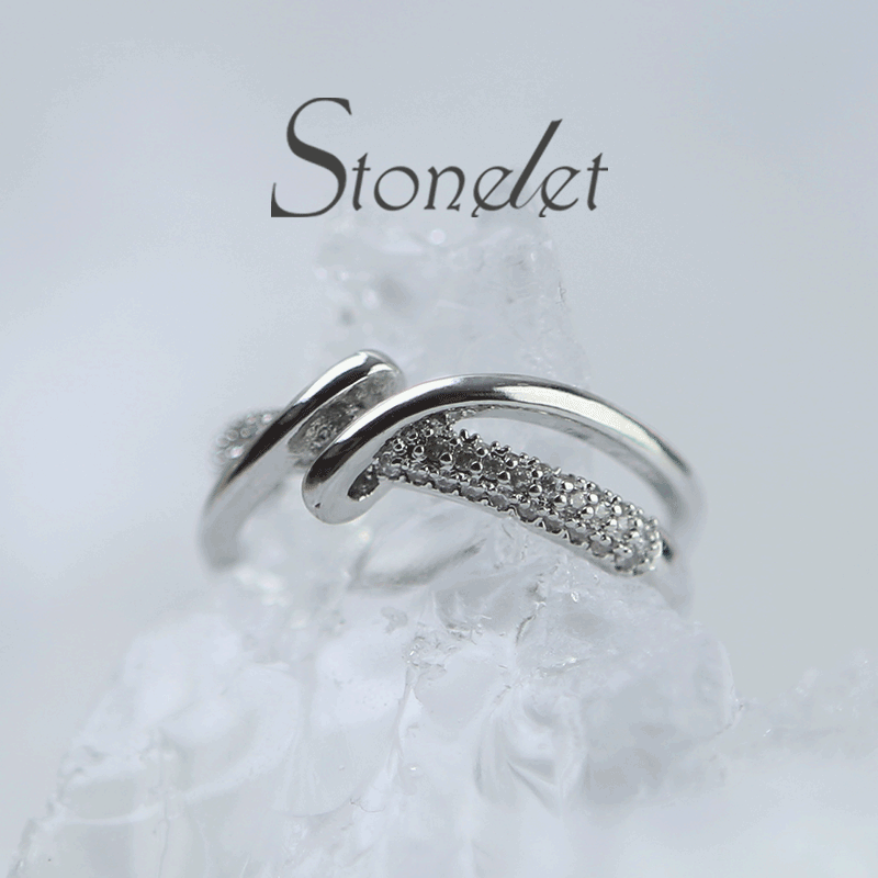 Stonelet Cross Band Ring Adjustable Dainty Minimalist Chic Edgy Unique Daily Street Date Gift Accessory