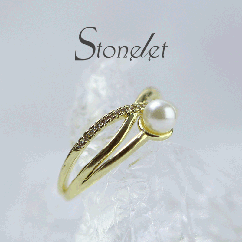 Stonelet Cross Pearl Ring Adjustable Fashionable Elegant Chic Versatile 2025 Daily Date Party Gift Accessory