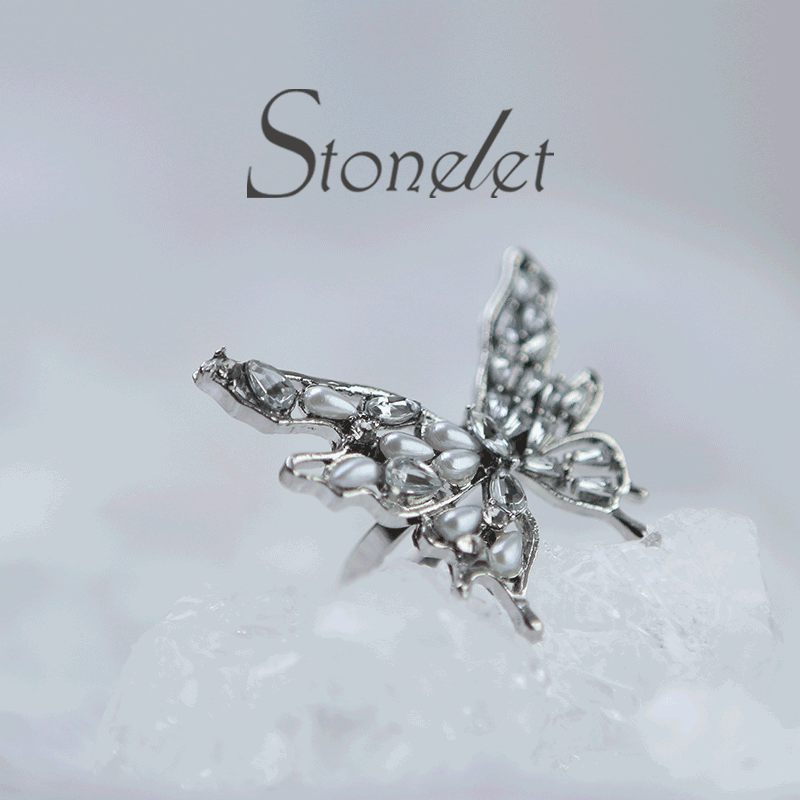 Stonelet Butterfly Statement Ring Adjustable Elegant Luxe Bold Unique Chic Daily Party Date Gift Accessory