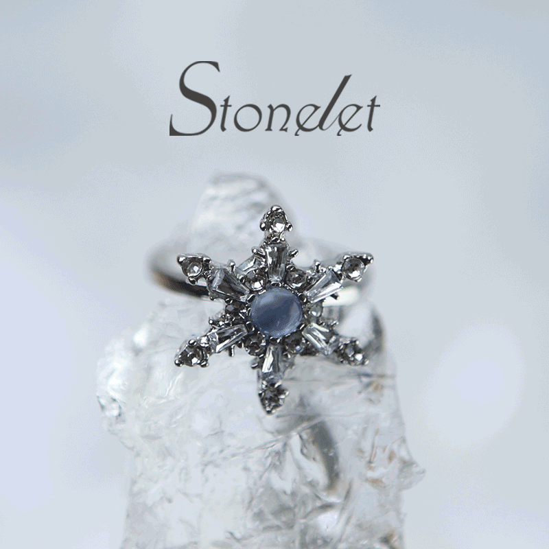 Stonelet Blue Zircon Snowflake Ring Adjustable Chic Elegant Unique Versatile Dinner Date Street Style Gift Accessory
