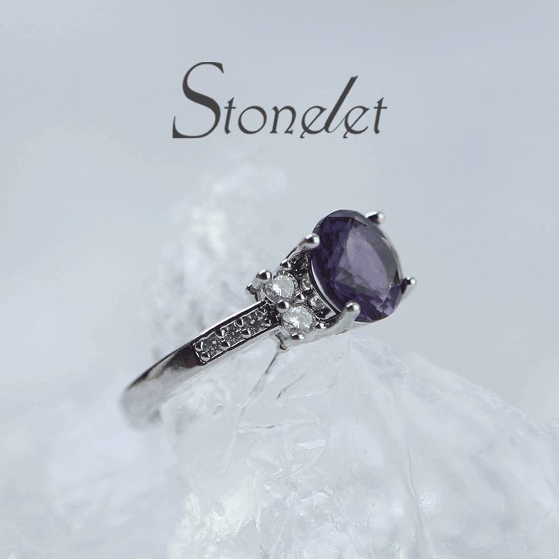 Stonelet Lab Amethyst Ruby Ring 1.5ct Luxurious Elegant Bold Vintage Violet Statement Party Date Gift Accessory