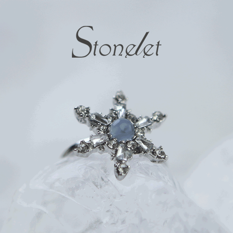 Stonelet Blue Zircon Snowflake Ring Adjustable Chic Elegant Unique Versatile Dinner Date Street Style Gift Accessory